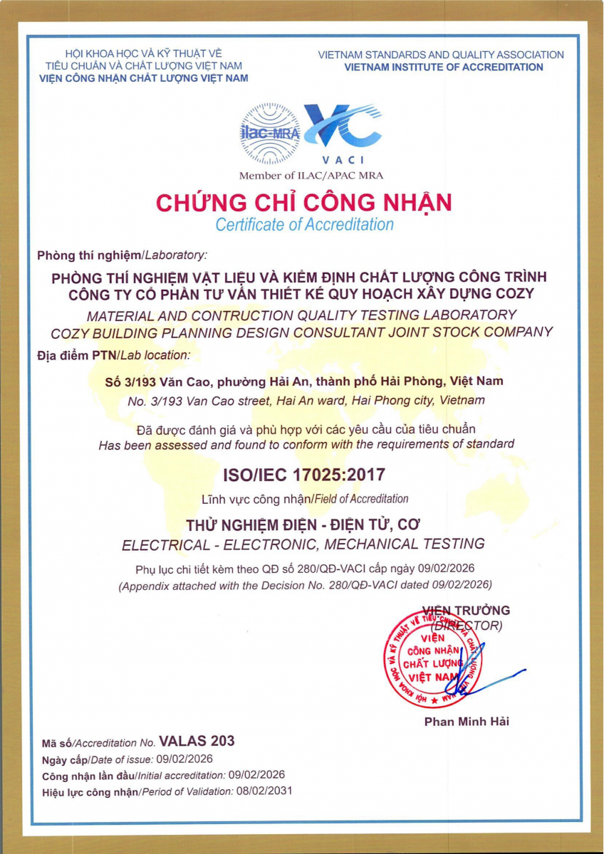 Giấy chứng nhận Chứng chỉ công nhận ISO/IEC 17025:2017