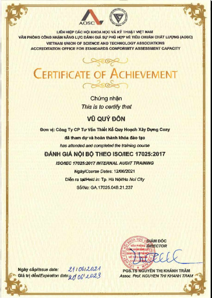 Chứng nhận đánh giá nội bộ theo ISO/IEC 17025:2017
